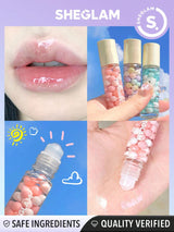 SHEGLAM Good Times Roll Ball Lip Oil - Clear Plumping Lip Care High Shine Finish Non Sticky - Negative Apparel