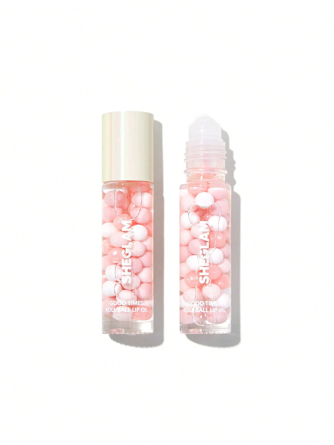 SHEGLAM Good Times Roll Ball Lip Oil - Clear Plumping Lip Care High Shine Finish Non Sticky - Negative Apparel