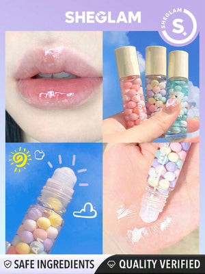SHEGLAM Good Times Roll Ball Lip Oil - Clear Plumping Lip Care High Shine Finish Non Sticky - Negative Apparel