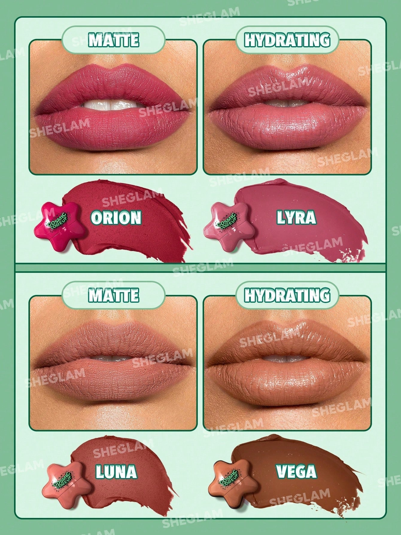 SHEGLAM Hi-Beam Mini Lipstick Set-Stella Set 4 In 1 Matte And Hydrating Nude Lipstick - Negative Apparel