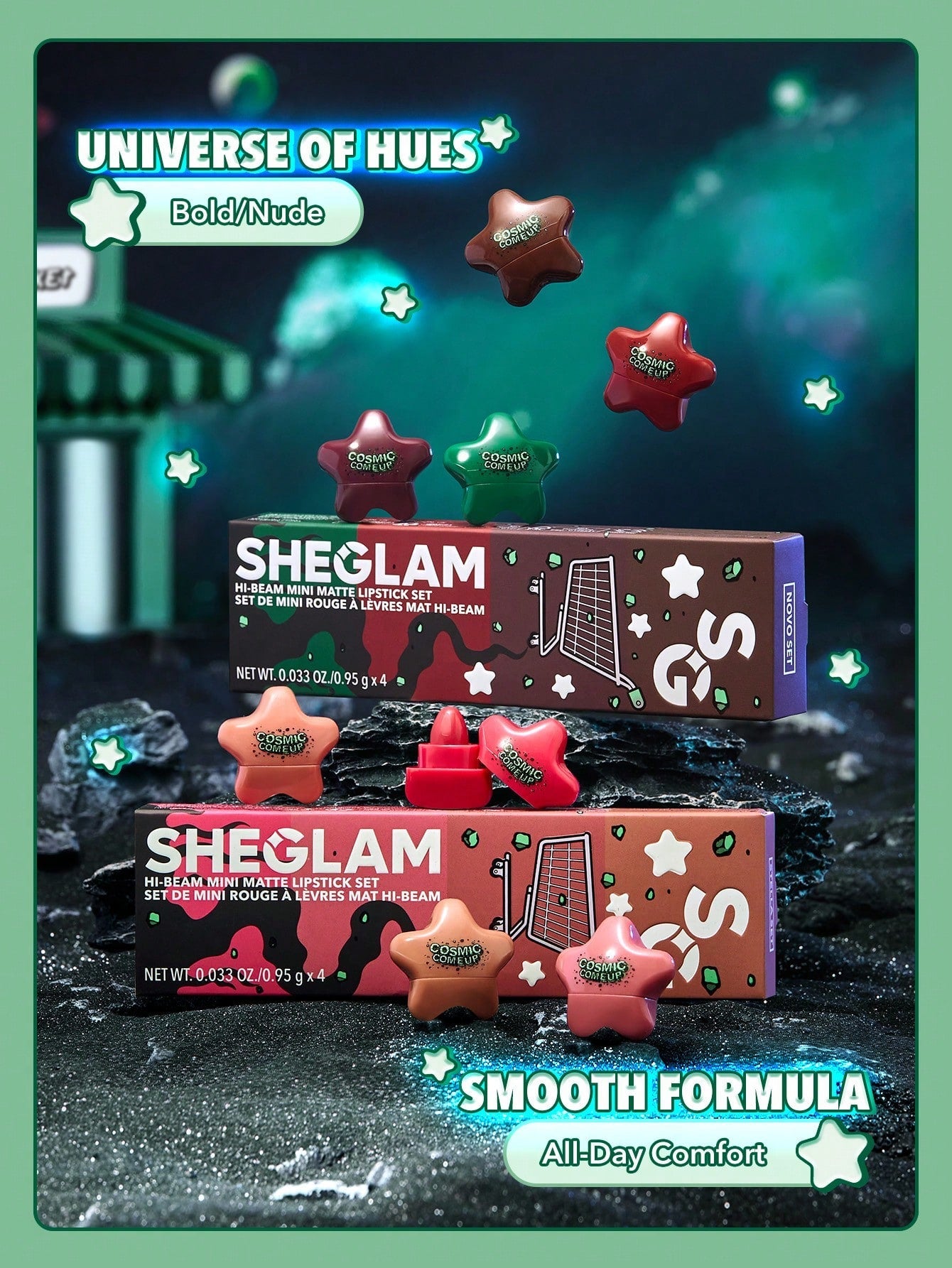 SHEGLAM Hi-Beam Mini Lipstick Set-Stella Set 4 In 1 Matte And Hydrating Nude Lipstick - Negative Apparel