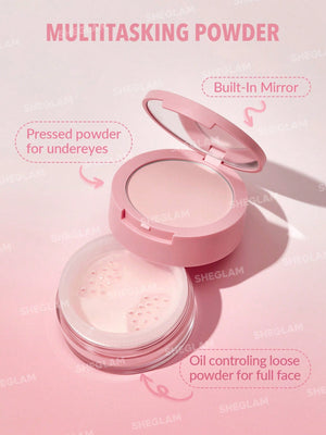 SHEGLAM Insta-Ready Face & Under Eye Setting Powder Duo-Bubblegum 2 In 1 - Negative Apparel