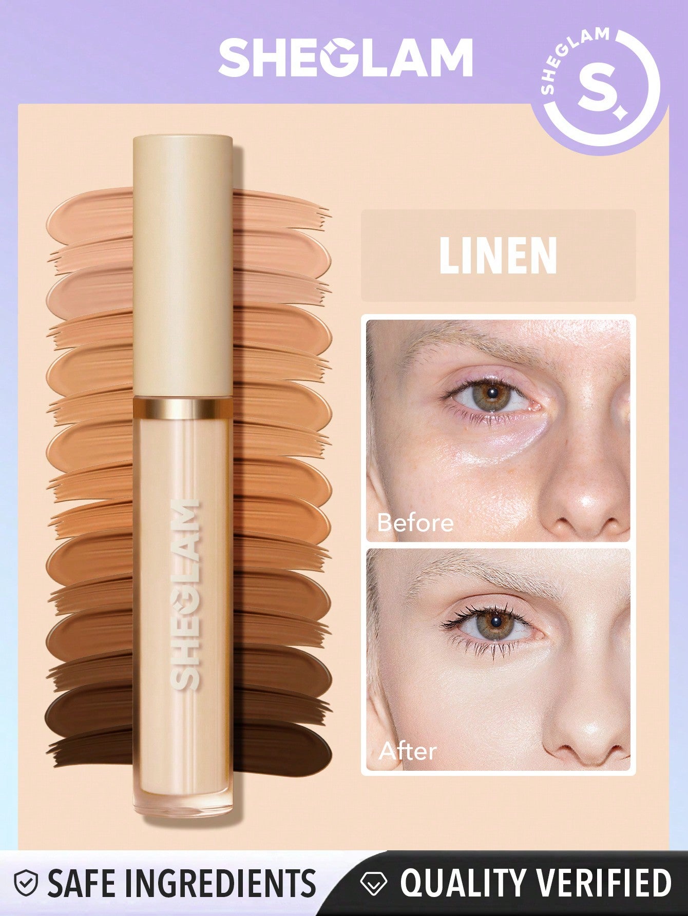 SHEGLAM Like Magic 12Hr Full Coverage Concealer-Linen Matte Liquid Concealer - Negative Apparel