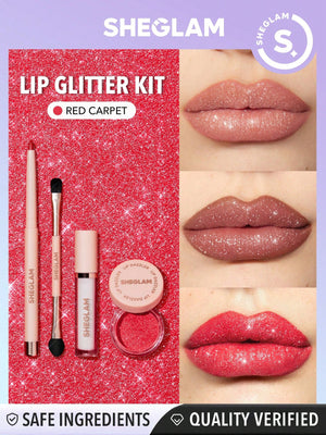 SHEGLAM Lip Dazzler Glitter Kit-Center Stage Long-Lasting Glitter Lip Gloss Sexy Super Stay Non-Sticky Shiny Liquid Kit Liquid Lipstick - Negative Apparel
