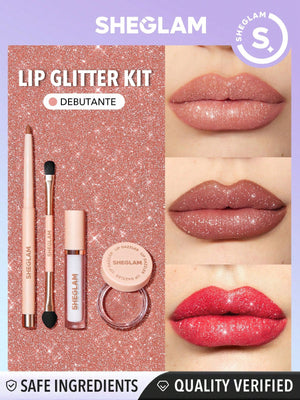 SHEGLAM Lip Dazzler Glitter Kit-Center Stage Long-Lasting Glitter Lip Gloss Sexy Super Stay Non-Sticky Shiny Liquid Kit Liquid Lipstick - Negative Apparel