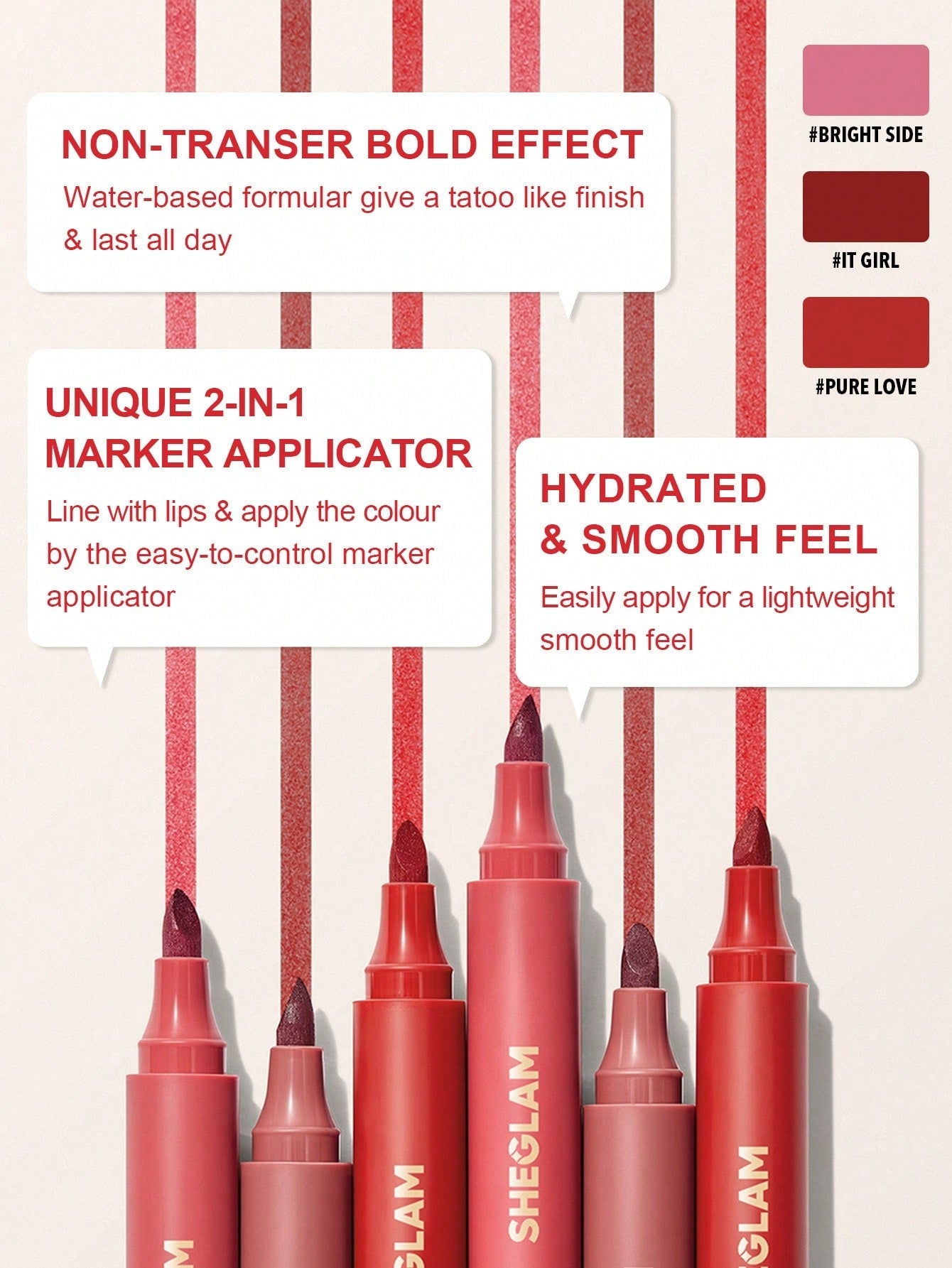 SHEGLAM Love Stained Lip Tint Marker - Negative Apparel