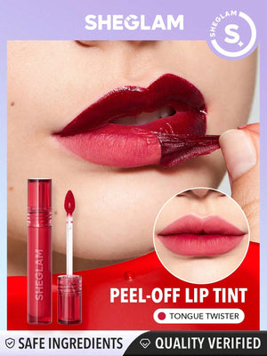 SHEGLAM Peel Talk Lip Tint-Tongue Twister Long-Lasting Waterproof Liquid Lipstick Peel Off Lip Stain High Pigment Tattoo Tint Black Friday Sale Gift Lip Tint - Negative Apparel