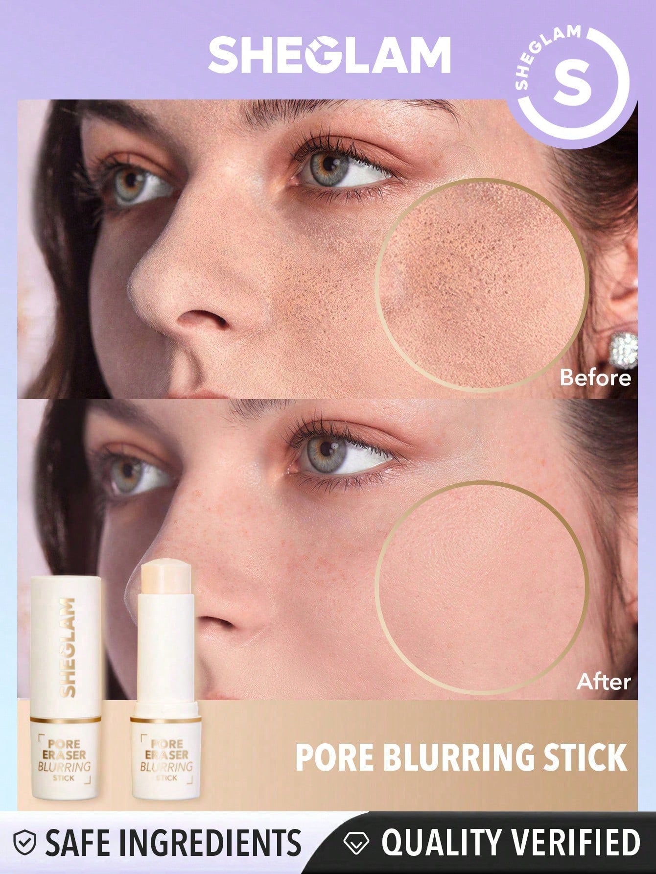 SHEGLAM Pore Eraser Blurring Stick Oil Control Pore Minimizing Facial Makeup Primer Stick Smooth Fine Lines Portable Face Primer - Negative Apparel