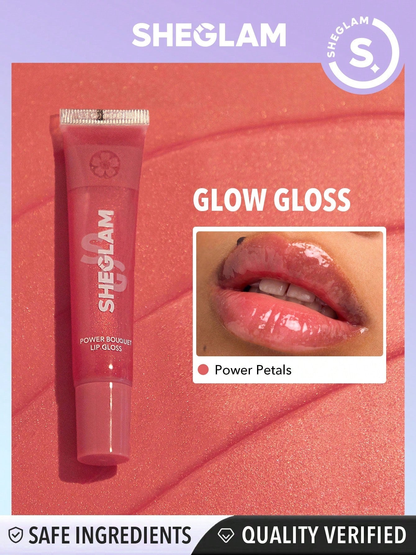 SHEGLAM Power Bouquet Lip Gloss -Power Petals  Shiny Tinted Moisturizing Lip Gloss Plumping Non-Sticky Lip Oil Repairing Cherry Blossom Extract Lip Care - Negative Apparel