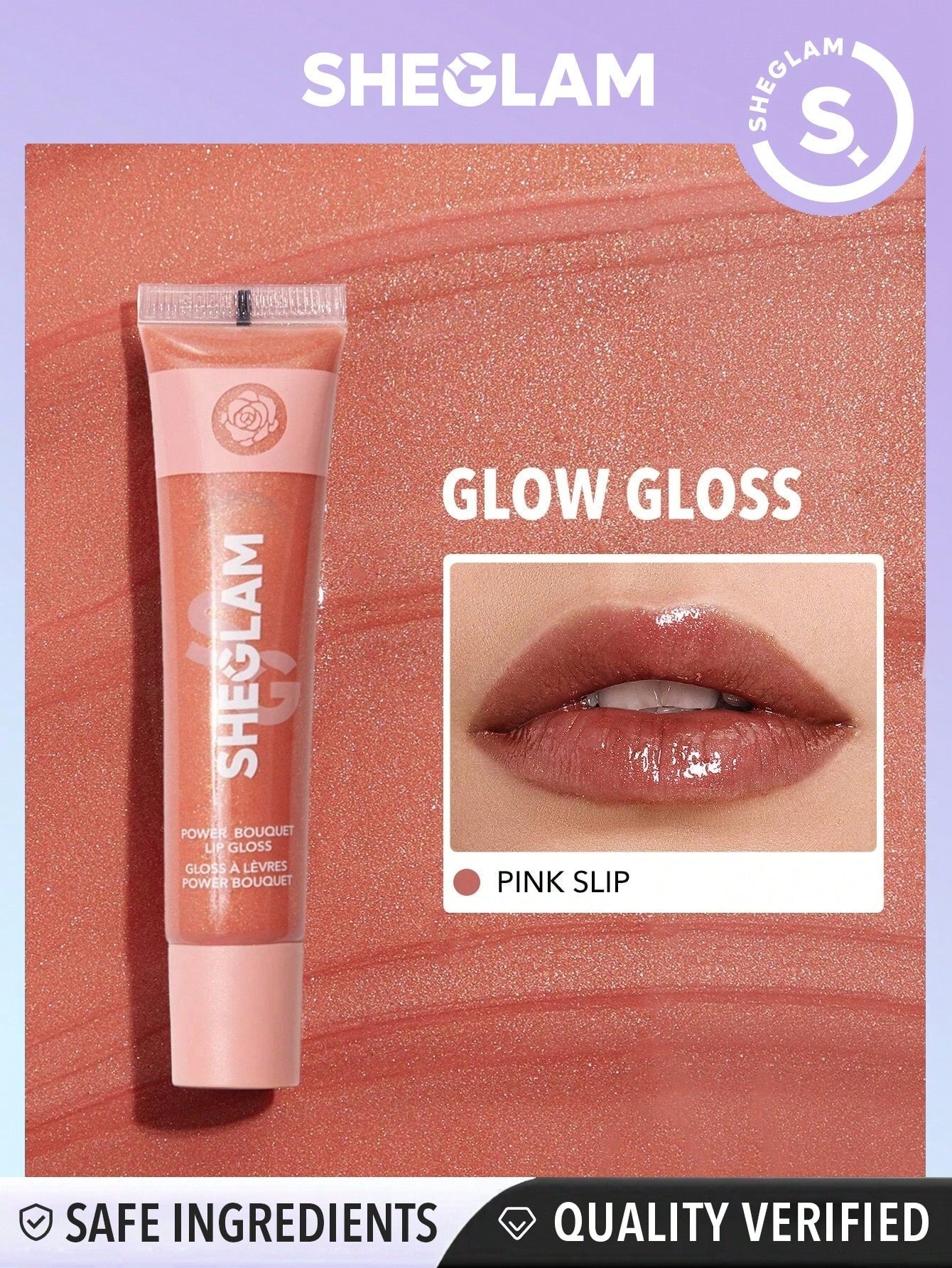 SHEGLAM Power Bouquet Lip Gloss -Power Petals  Shiny Tinted Moisturizing Lip Gloss Plumping Non-Sticky Lip Oil Repairing Cherry Blossom Extract Lip Care - Negative Apparel