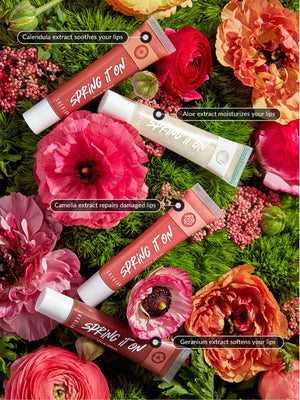 SHEGLAM Power Bouquet Lip Gloss -Power Petals  Shiny Tinted Moisturizing Lip Gloss Plumping Non-Sticky Lip Oil Repairing Cherry Blossom Extract Lip Care - Negative Apparel