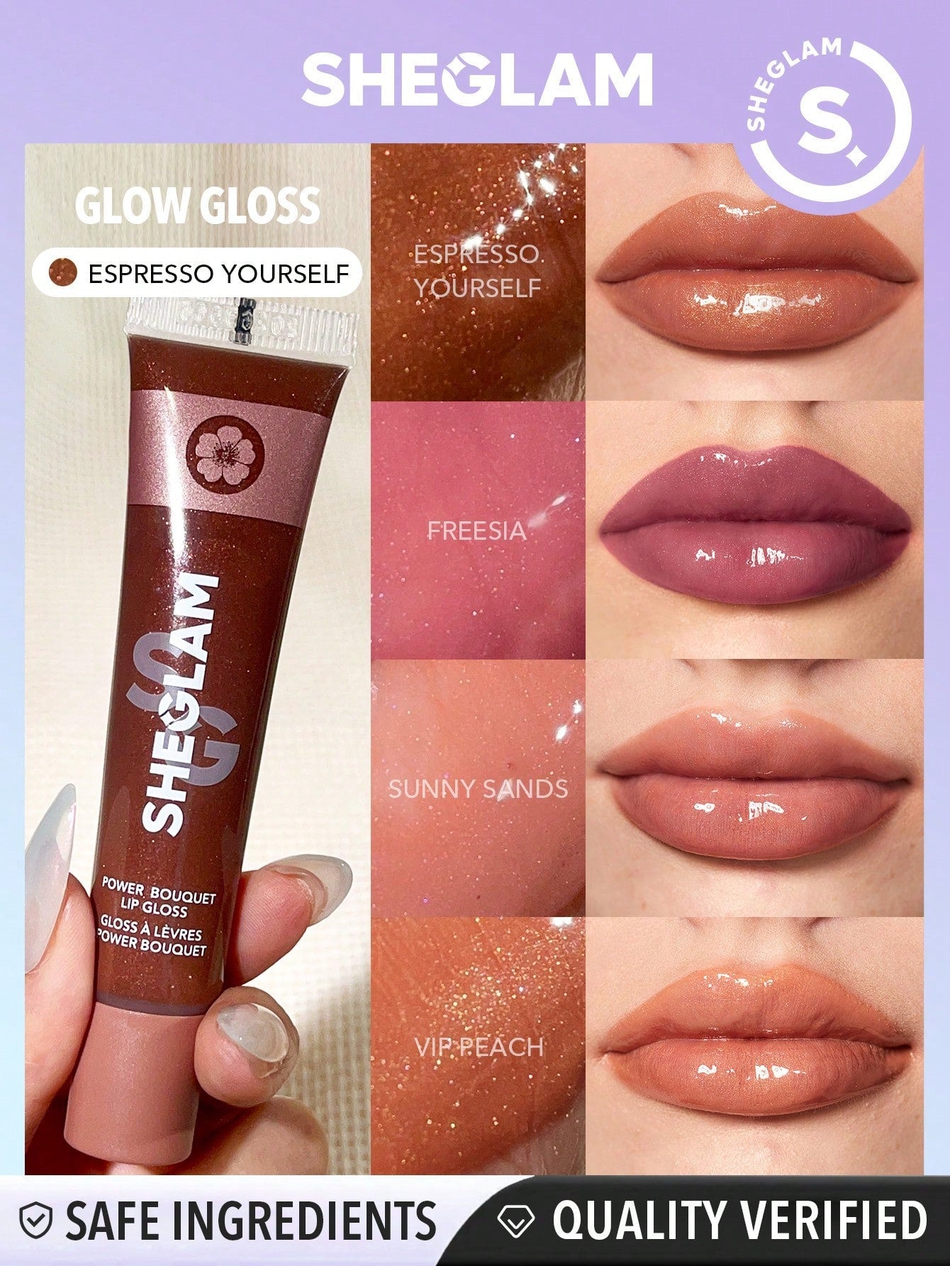 SHEGLAM Power Bouquet Lip Gloss -Shiny Tinted Moisturizing Lip Gloss - Negative Apparel