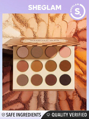 SHEGLAM Smart Cookie Palette 12-Clolor Shimmer Matte Eyeshadow Palette Warm Brown Smoky Eyes Long Lasting Ultra Pigmented Soft Smooth Blendable Eyeshadow - Negative Apparel