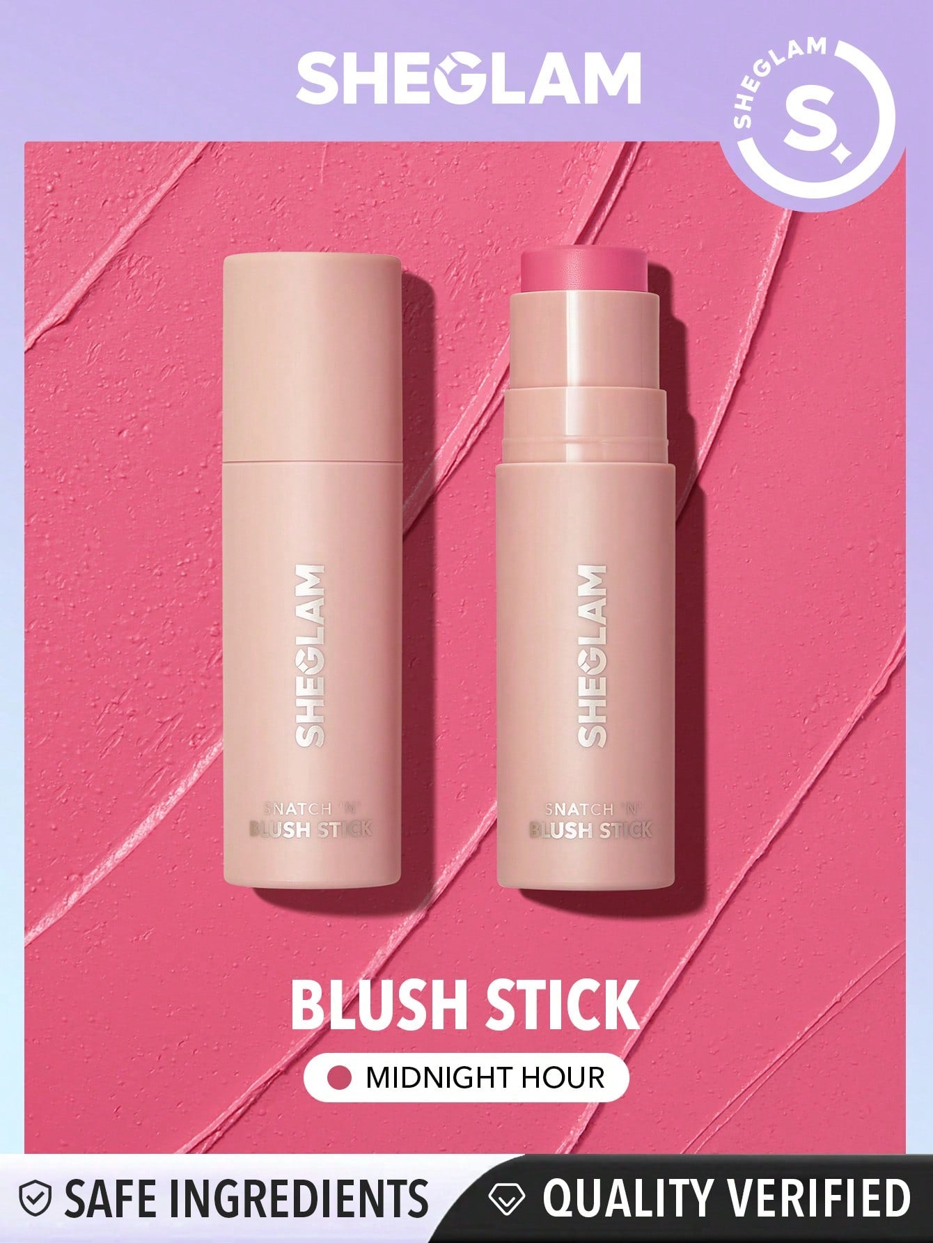 SHEGLAM Snatch 'n' Blush Stick-Midnight Hour Cream Blush Waterproof Long Lasting High Pigment - Negative Apparel