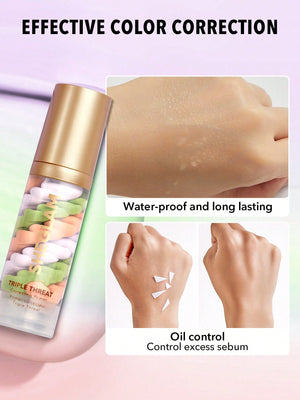 SHEGLAM Triple Threat Correcting Primer 3 In 1 Color Pore Minimizing Facial Makeup Primer Smooth Fine Lines Color Correcting Face Primer - Negative Apparel