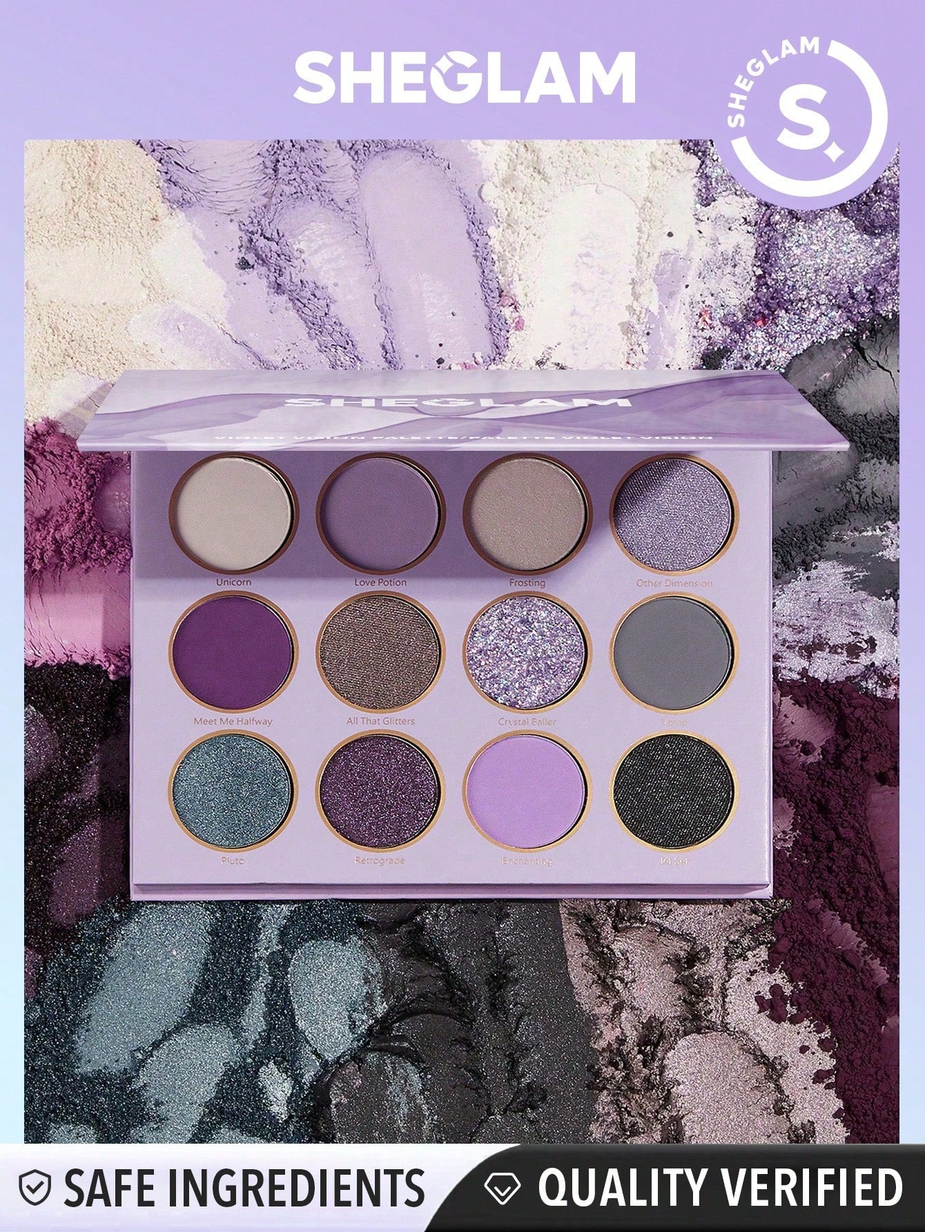 SHEGLAM Violet Vision Palette 12-Clolor Matte Shimmer Eyeshadow Palette - Negative Apparel