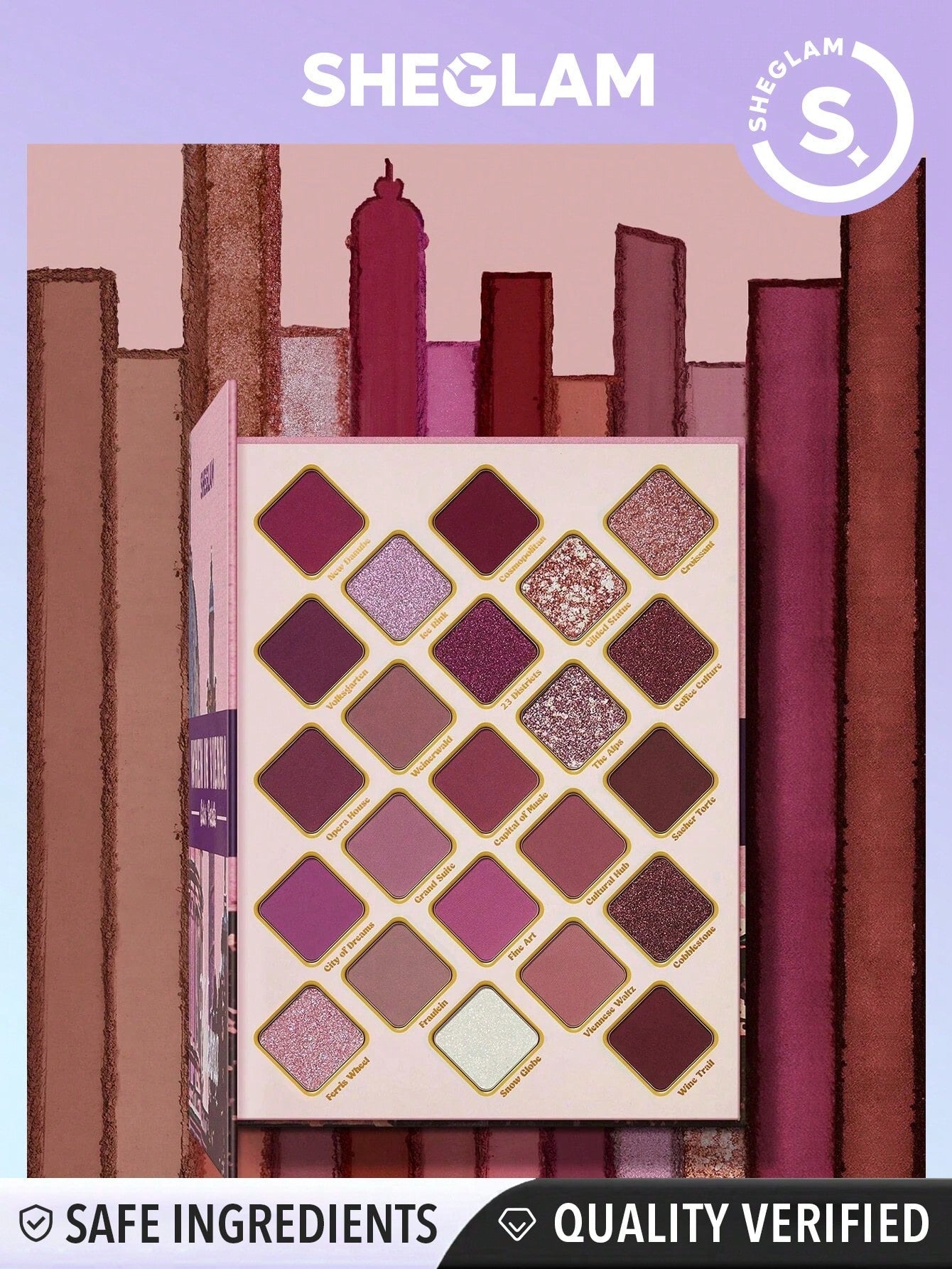 SHEGLAM When In Vienna Palette 23 Clolor Shimmer Glitter Matte Eyeshadow Palette - Negative Apparel
