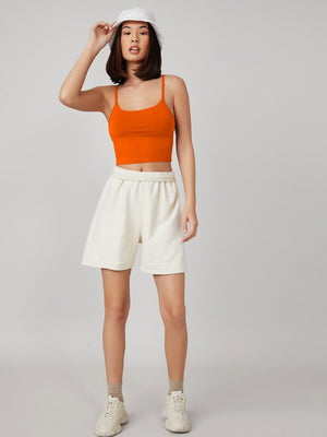 SHEIN BASICS Solid Form Fitted Crop Cami Top - Negative Apparel