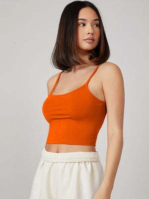 SHEIN BASICS Solid Form Fitted Crop Cami Top - Negative Apparel