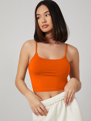 SHEIN BASICS Solid Form Fitted Crop Cami Top - Negative Apparel