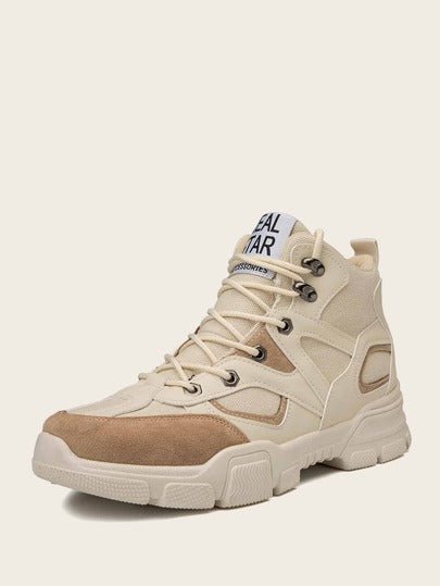 SHEIN Color Block Combat Army Ankle Boots - Negative Apparel