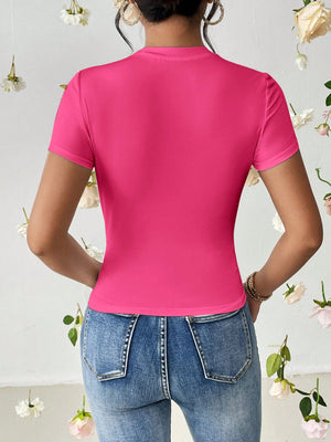 SHEIN Essnce Heart Cut Out Ruched Detail Tee - Negative Apparel