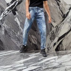 SHEIN Faint Spot Tampered Regular Fit Jeans - Negative Apparel