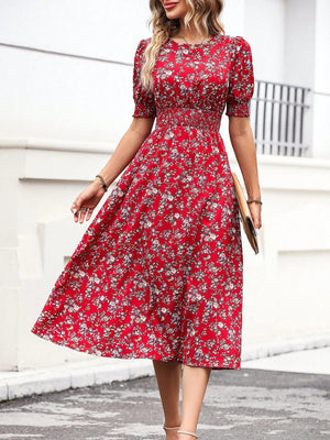 SHEIN Floral Print Puff Sleeve Dress - Negative Apparel
