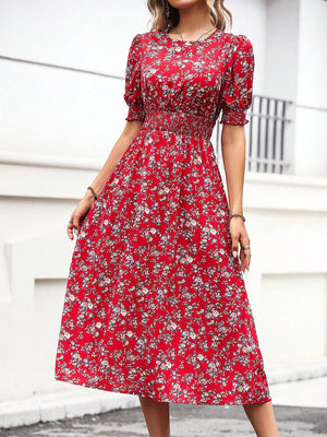 SHEIN Floral Print Puff Sleeve Dress - Negative Apparel