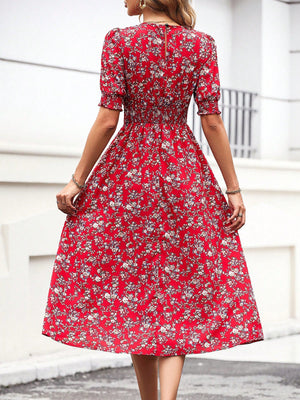 SHEIN Floral Print Puff Sleeve Dress - Negative Apparel
