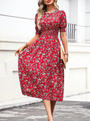 SHEIN Floral Print Puff Sleeve Dress - Negative Apparel