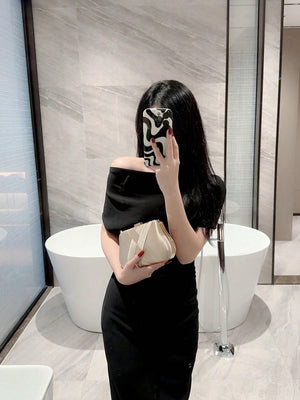 SHEIN Glitter Bling,Shiny Glamorous,Elegant Clutch Box - Negative Apparel