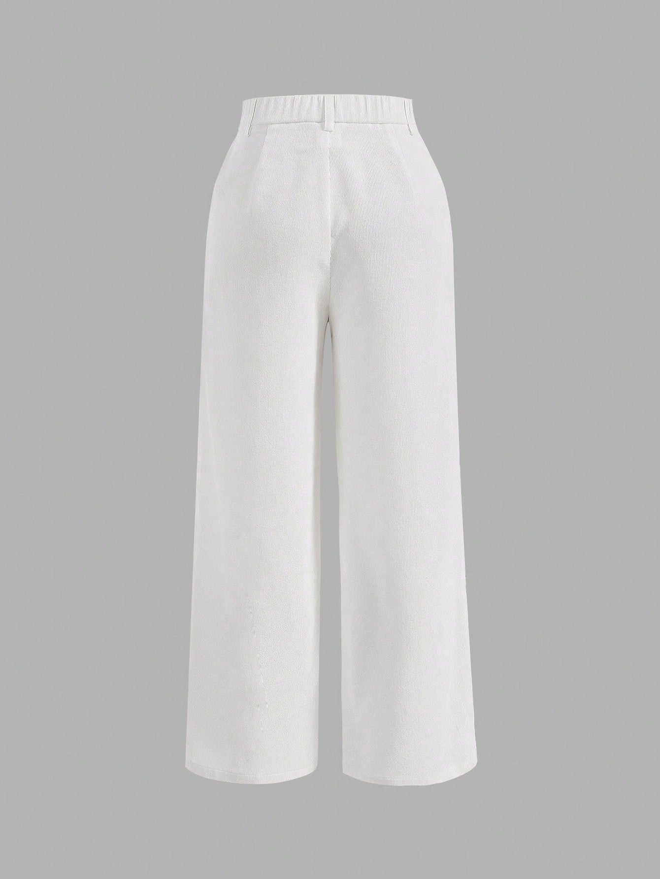 SHEIN High Waist Button Detail Straight Leg Pants - Negative Apparel