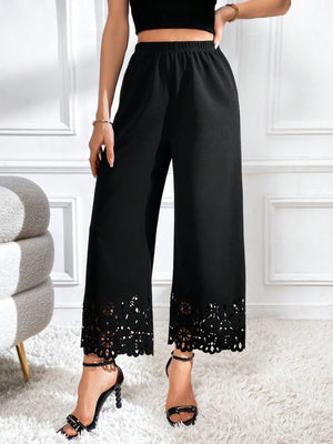 SHEIN Laser Cut Out Wide Leg Pants - Negative Apparel