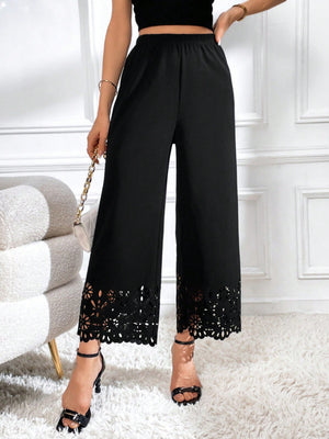 SHEIN Laser Cut Out Wide Leg Pants - Negative Apparel