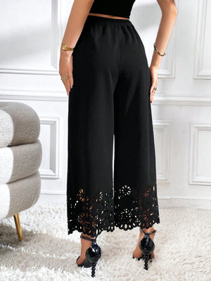 SHEIN Laser Cut Out Wide Leg Pants - Negative Apparel