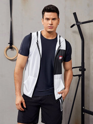 SHEIN Letter Graphic Zip Up Hooded Sports Jacket - Negative Apparel