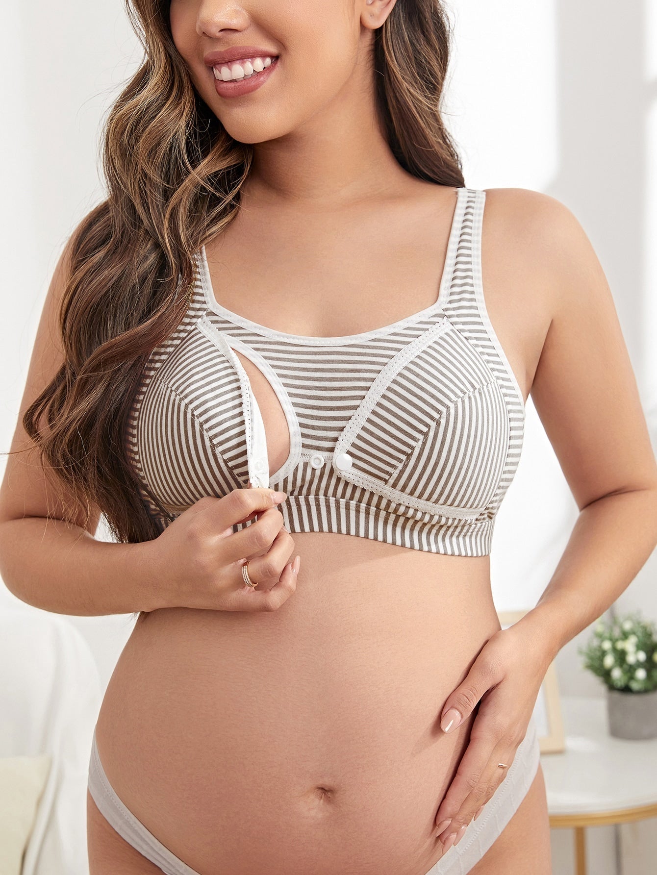 SHEIN Maternity Striped Nursing Bra - Negative Apparel