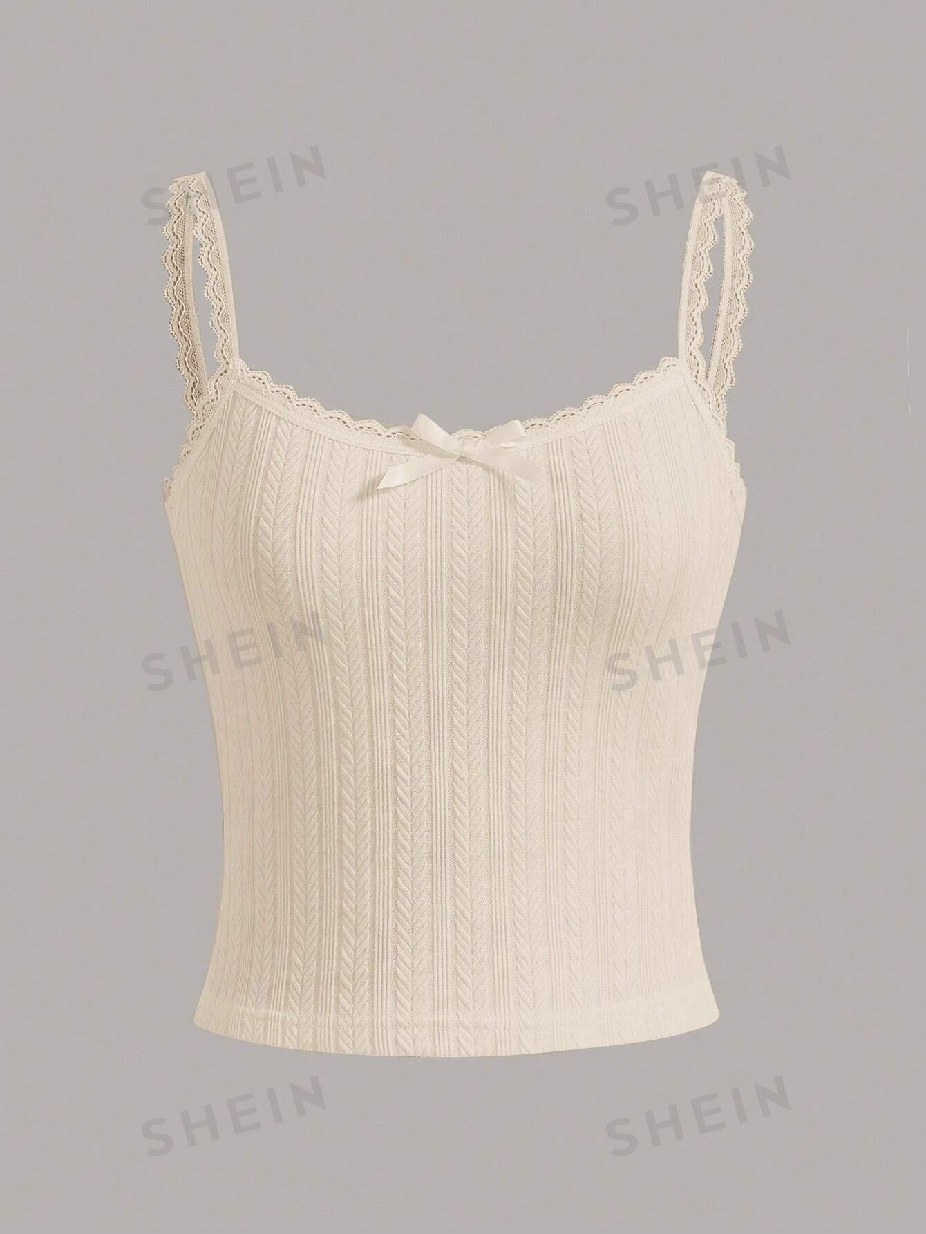 SHEIN MOD Lace Trim Knit Camisole Tank Top - Negative Apparel