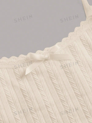 SHEIN MOD Lace Trim Knit Camisole Tank Top - Negative Apparel