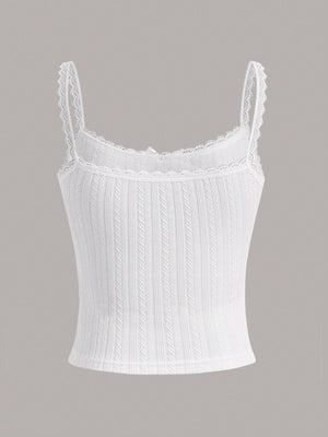 SHEIN MOD Lace Trim Knit Camisole Tank Top - Negative Apparel