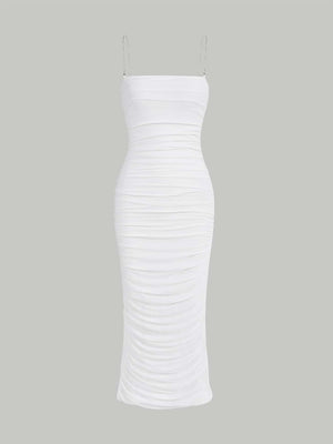 SHEIN MOD Rhinestone Detail Ruched Cami Dress - Negative Apparel