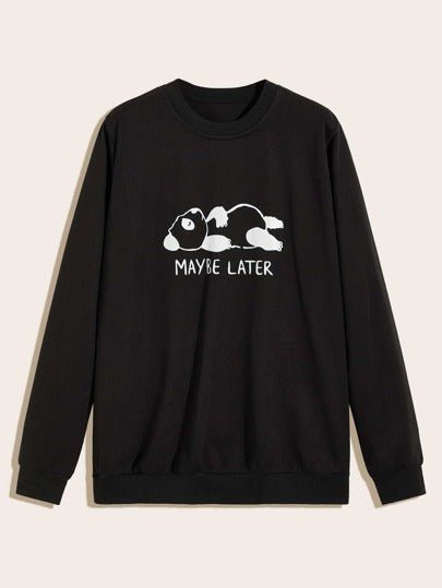 SHEIN Panda Print Sweatshirt - Negative Apparel