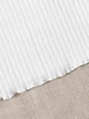 SHEIN Plus Mock Neck Lettuce Trim Rib-knit Tee - Negative Apparel