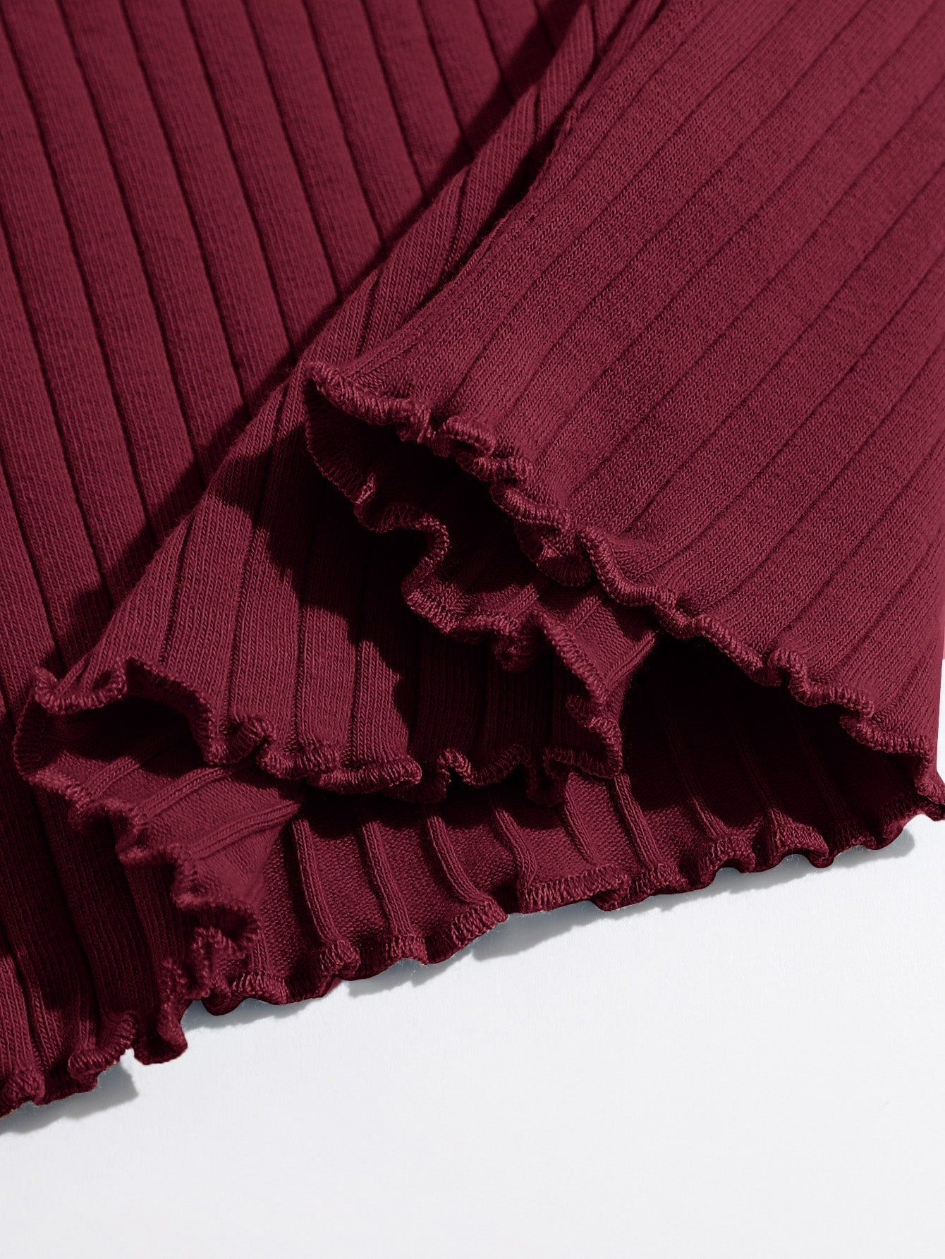 SHEIN Plus Mock Neck Lettuce Trim Rib-knit Tee - Negative Apparel