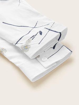 SHEIN Random Plants Print Shirt - Negative Apparel