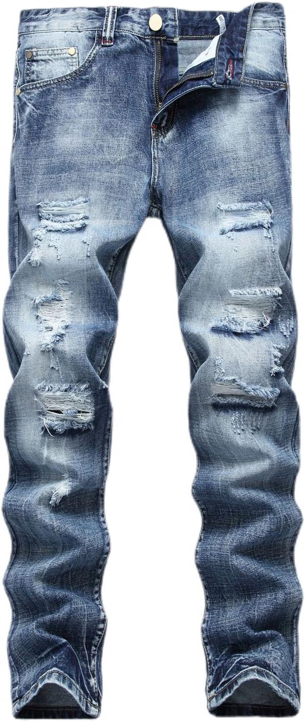 SHEIN Ripped Frayed Bleach Wash Jeans - Negative Apparel