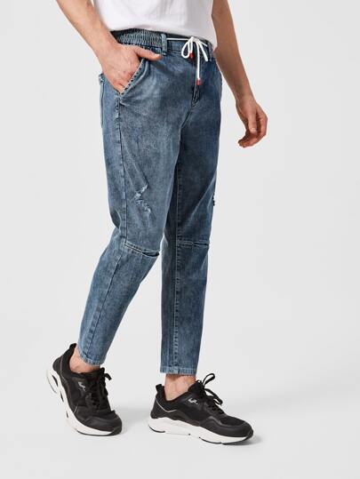 SHEIN Girls Slant Pocket Jogger Jeans