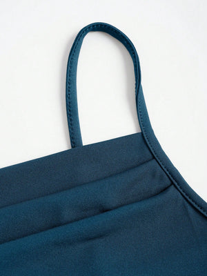 SHEIN Solid Ruched Mermaid Hem Cami Dress - Negative Apparel