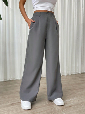 SHEIN Solid Wide Leg Pants - Negative Apparel